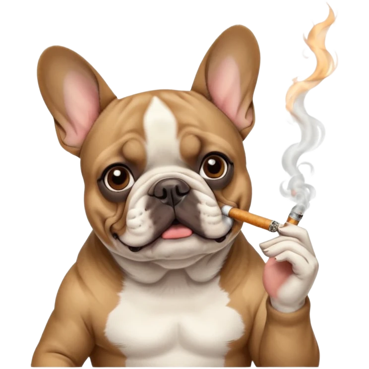Frenchie smoking a cig emoji