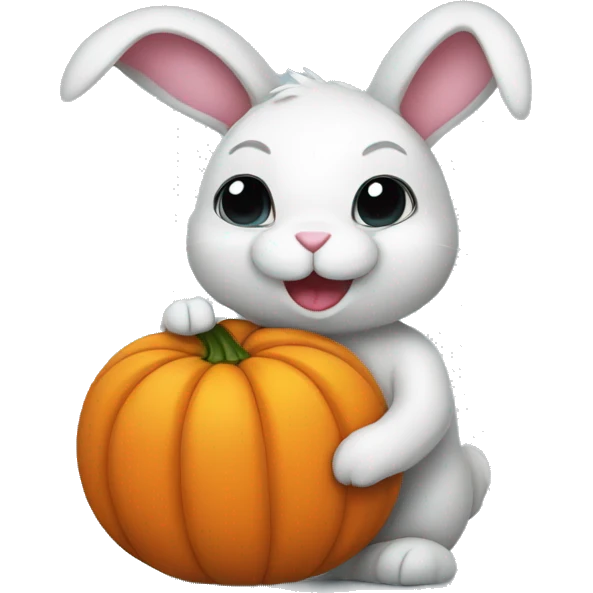 bunny holding a pumpkin emoji