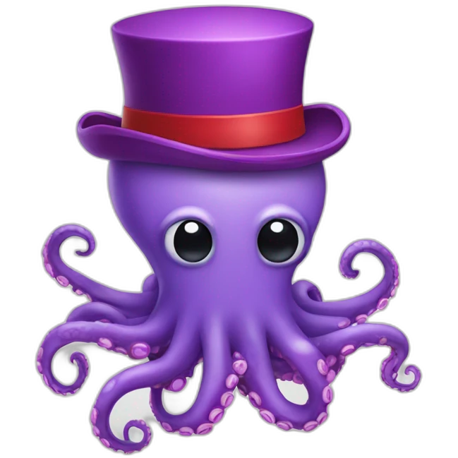 Purple octopus with red hat emoji