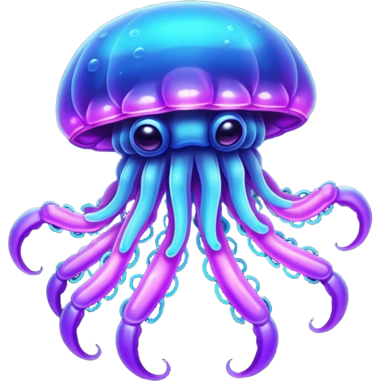 Neon glowing jellyfish-crab-squi emoji