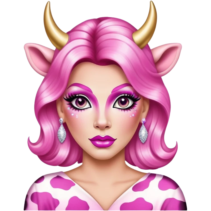 happy cowboy cow print pink drag queen glitter sparkles babe girl makeup diva brat emoji