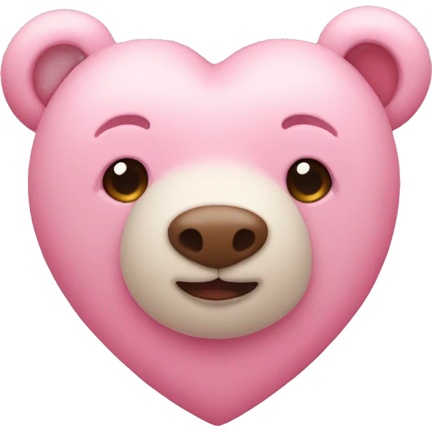 Soft pink heart with teddy bear emoji