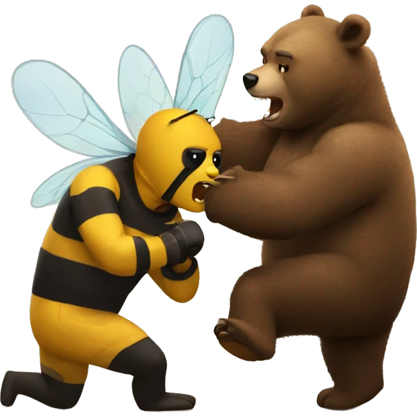 a bee punching a bear emoji