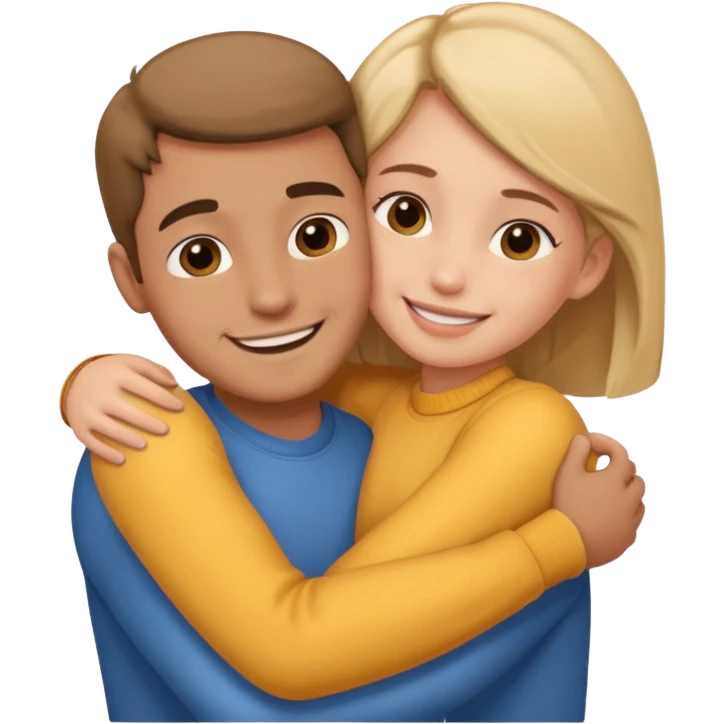 Texte ´Gros câlin’, en dessous un homme serre sa sœur dans ses bras emoji