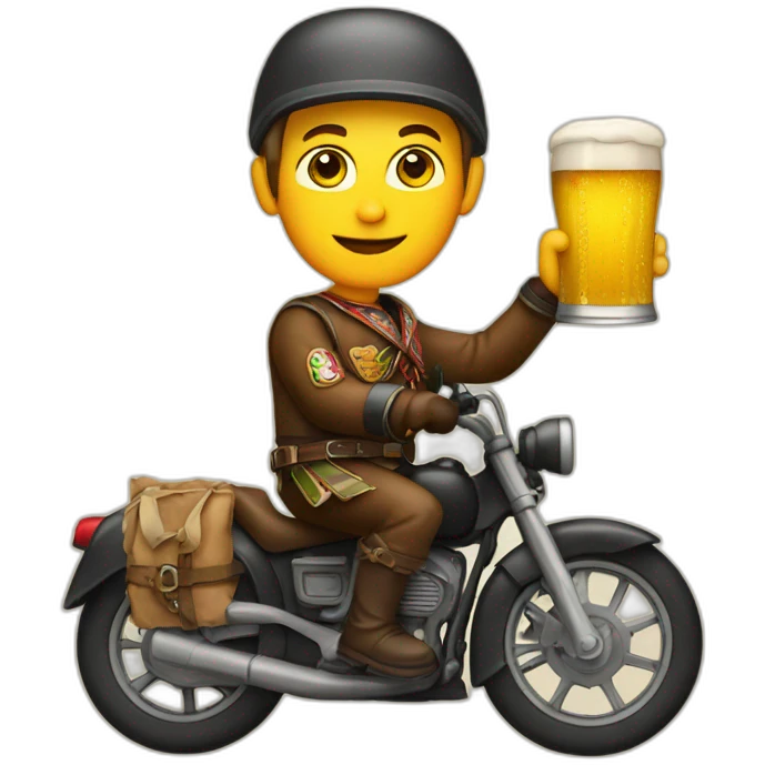 beer drinker in German costume on motorbike emoji
