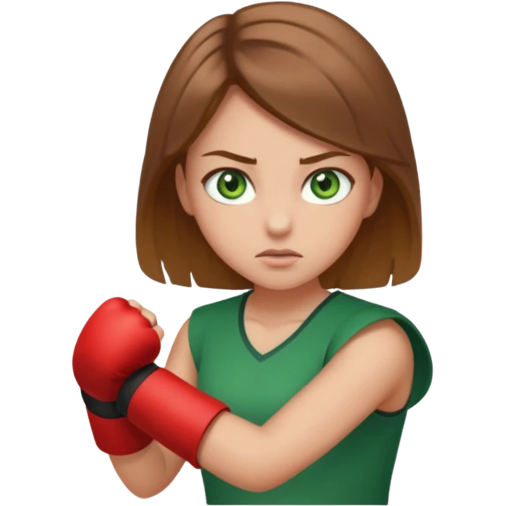 girl with green eyes and brown light hair fighthing emoji
