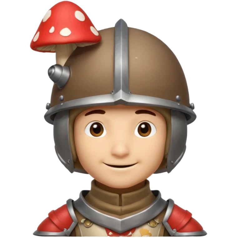mushroom knight portrait, head and shoulders only, mushroom cap helmet, tiny armor collar, heroic smile, fantasy vibe, 3D cartoon, mobile game icon style, clean background, no text, no watermark
 
 emoji