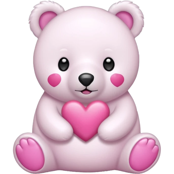  Oso Polar blanco corazón rosa kawaii emoji