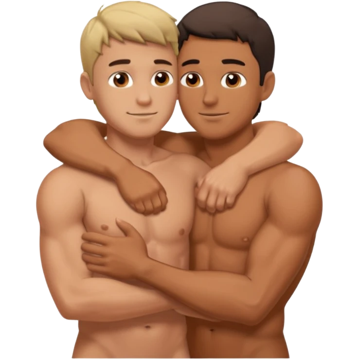 two guys naked and hugging  emoji