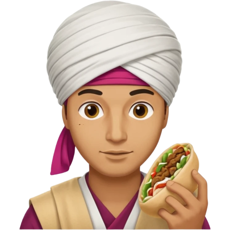 Guy with turban eating shawarma  emoji