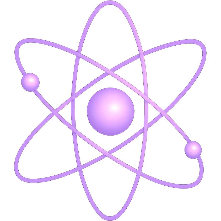 an atom with lavender-pink colors emoji