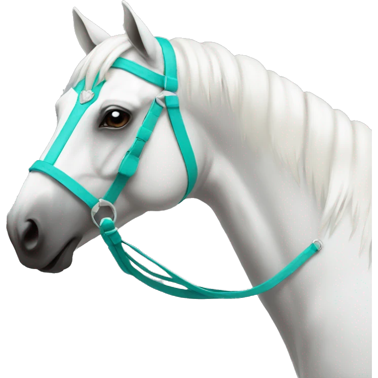 the horse is white with a turquoise crest emoji