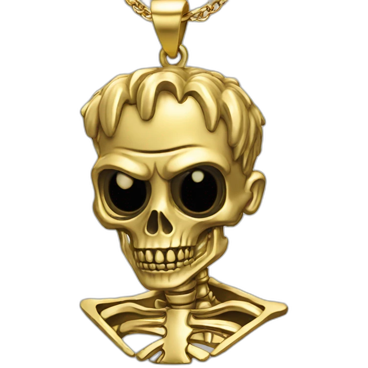 Zombie skeleton gangster  gold necklace  emoji