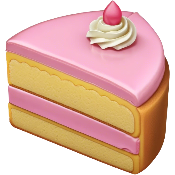 sweet simple slice of sponge cake with pink frosting on the outside emoji