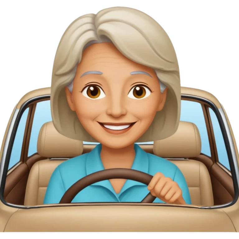 Stikers of mom which is a bit old and is relax and I will put her in a car emoji