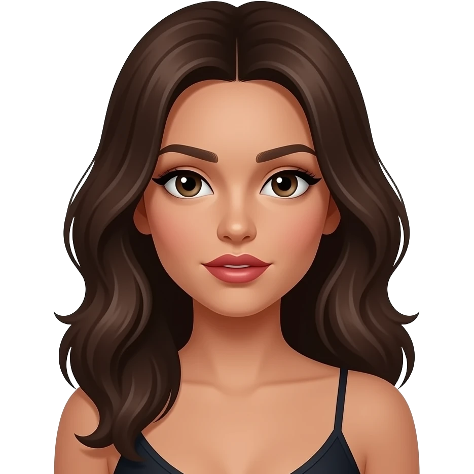 Brunette girl with seductive lips emoji