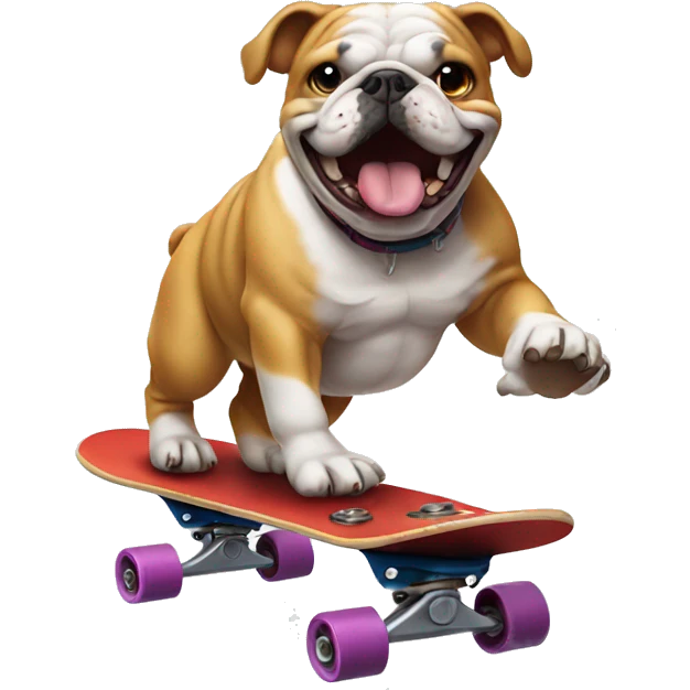 Bulldog riding on a skateboard  emoji