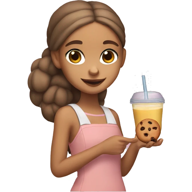 ariana grande with a tan holding a cookie and juice emoji