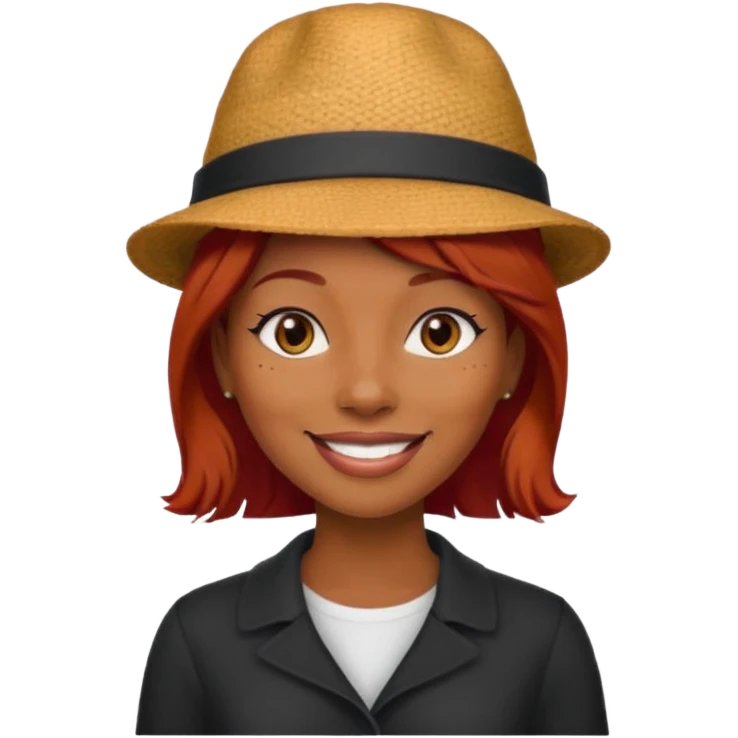 hatted and red haired black woman emoji