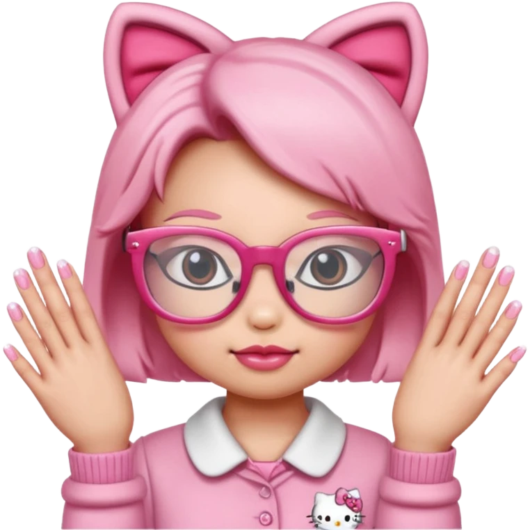 Nails cute hello kitty wear glasses emoji