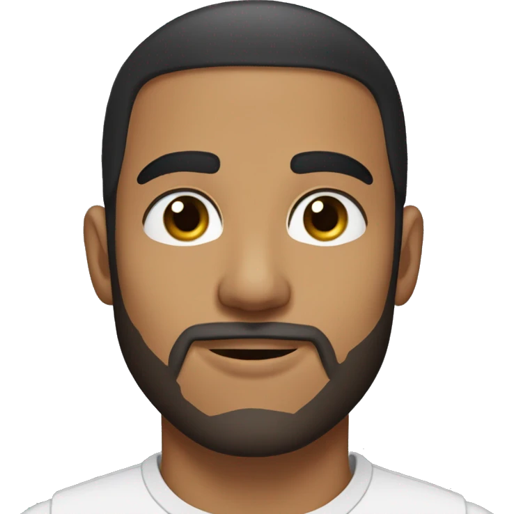 A head and shoulders shot of a 24 year old North African man, with short black hair, with stubble facial hair,   with brown eyes wearing a t-shirt. emoji
