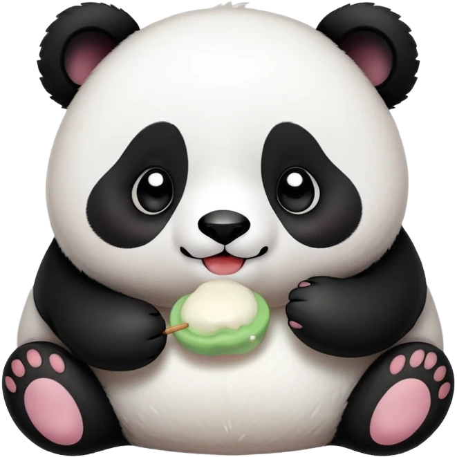 Cute panda eating mochi emoji