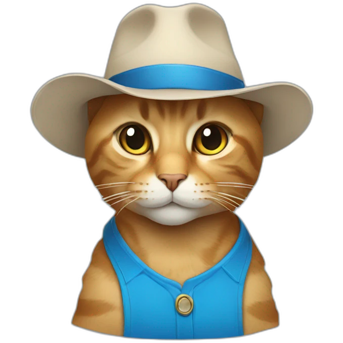 cat with blue shirt and a hat emoji