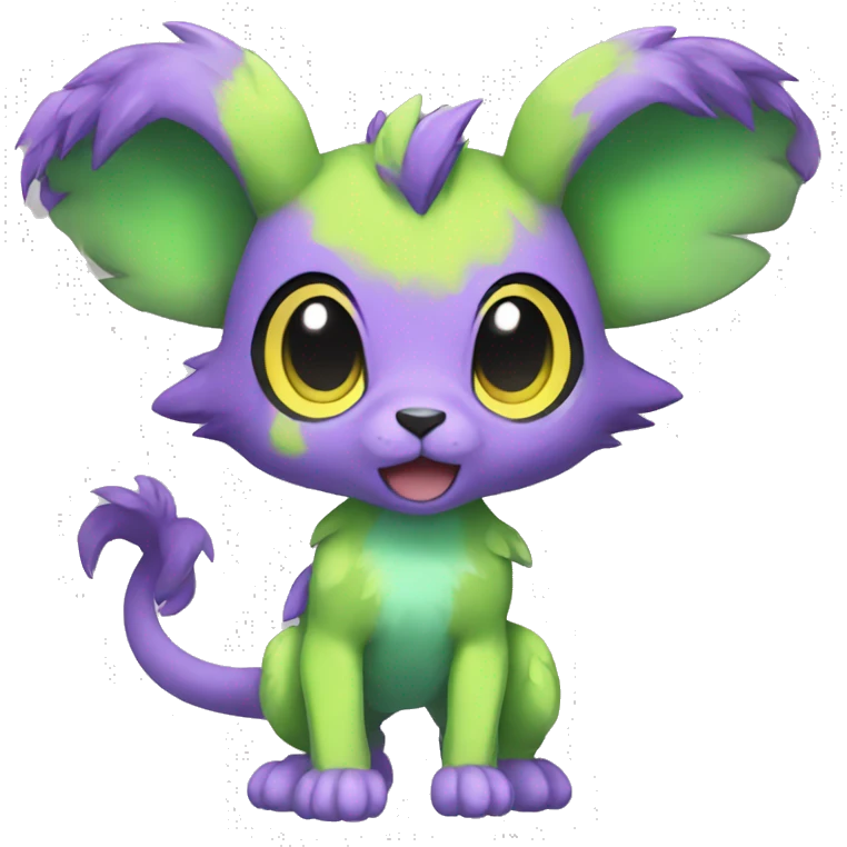 Cute cool green purple yellow animal hybrid Fakemon full body emoji