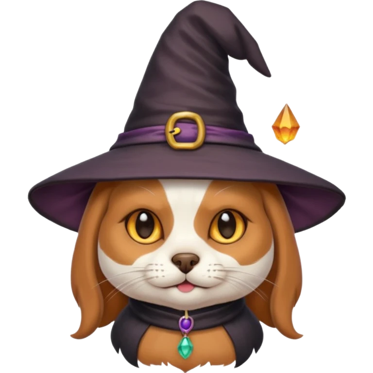 cat/dog combined with cute witch hat emoji