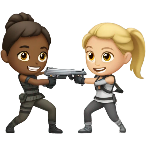 Two girls battling emoji