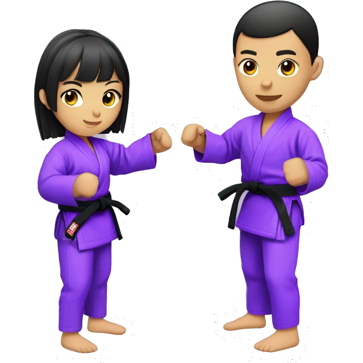 Jiu-Jitsu bright purple short bangs girl Asian sparring with her partner emoji