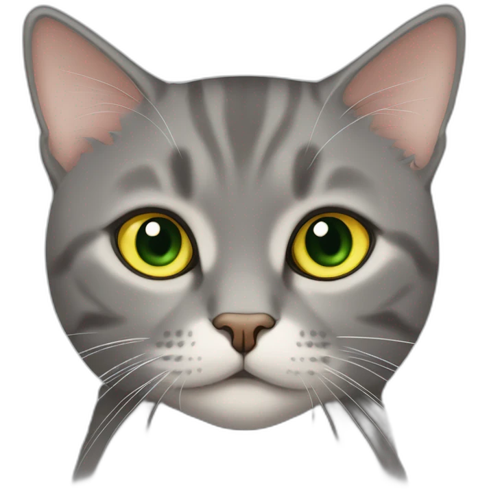American short hair cat rubby- gray hair-yellow green eyes- The distance between the eyes is relatively far- a little bit fat emoji