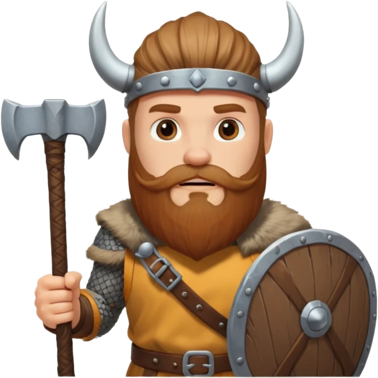 Bearded viking holding axe and shield emoji