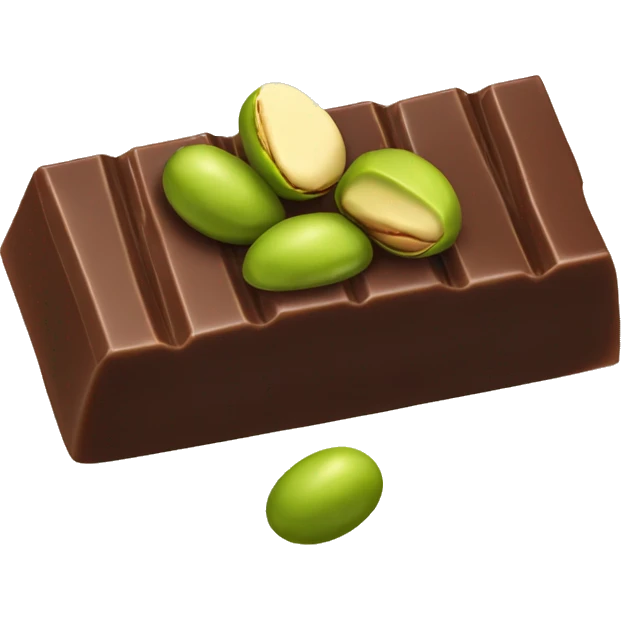 Chocolate bar split in half with pistachio cream inside  emoji