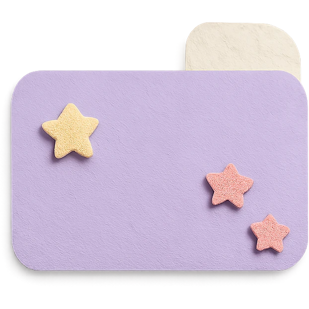 soft pastel cute tab divider with tiny stars with a pastel purple background emoji