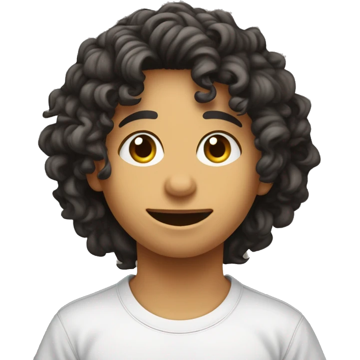 latino junge mit mittellangen locken und schweizer t shirt bisschen unreine haut emoji