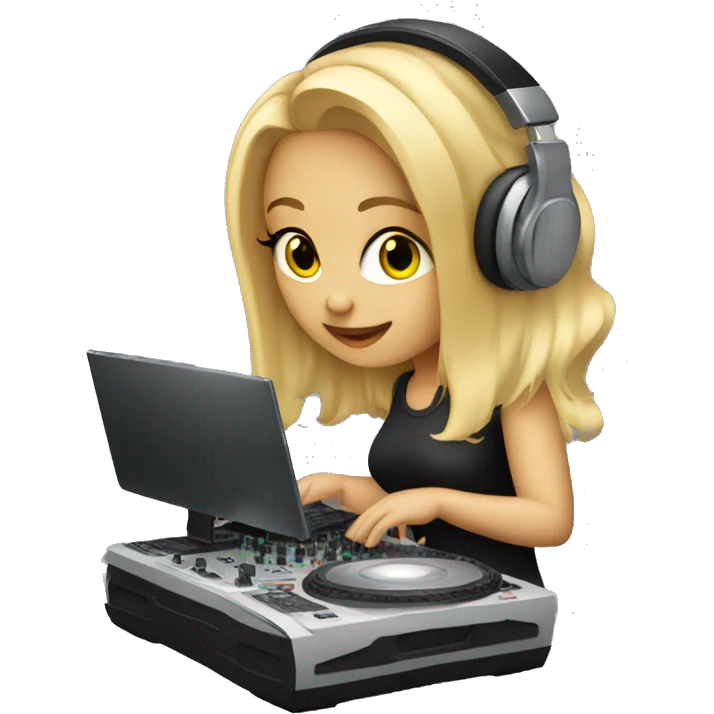 Audio technician blonde girl with a dj desk emoji