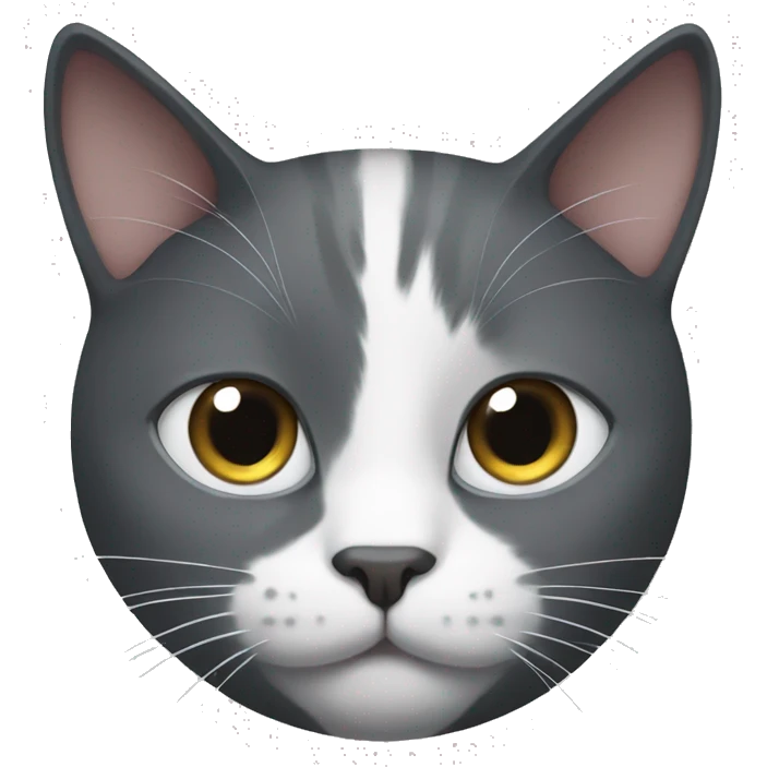 grey/white cat and black cat emoji