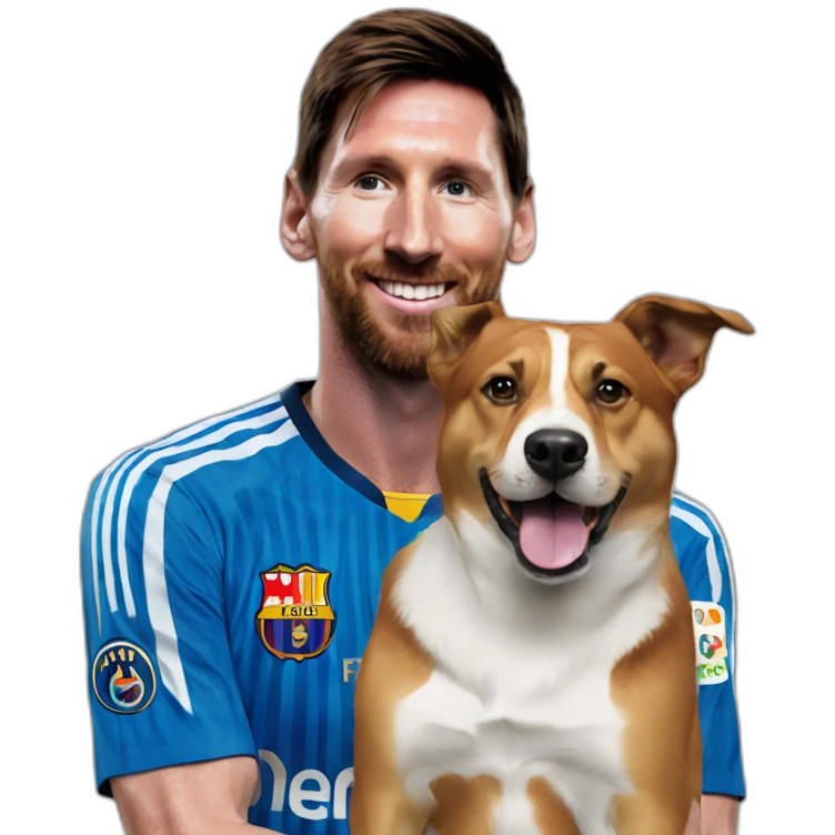 Messi on a dog emoji