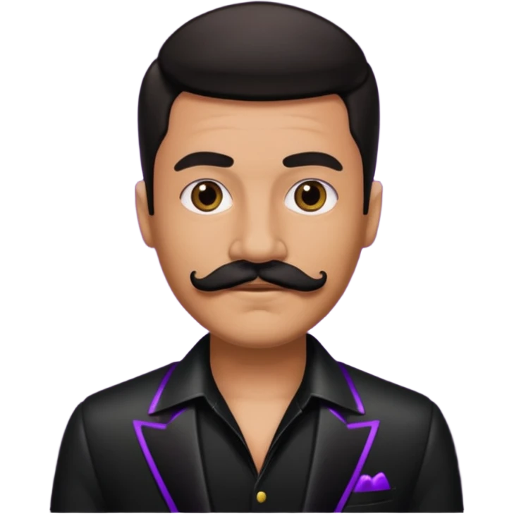 man with mustache with night club outfits emoji