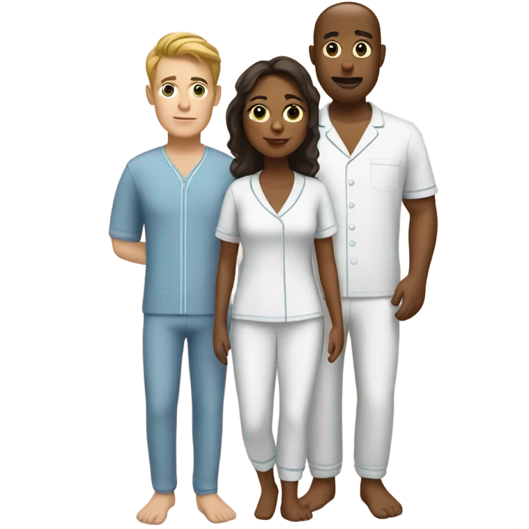 White man and brown-skinned woman in matching pajamas emoji
