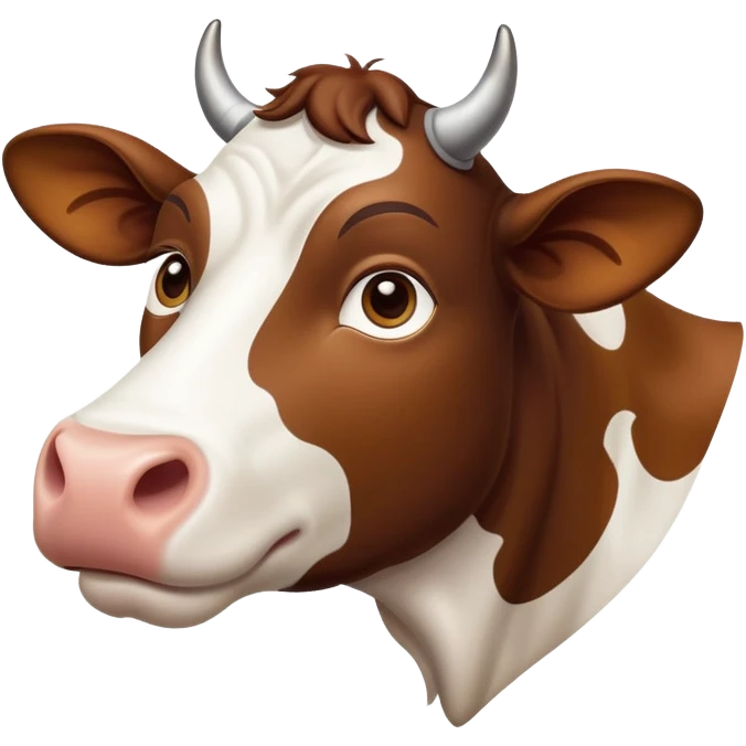 cinematic-noble-brown-and-white-cow-portrait-emoji,-poised-and-regal,-with-a-large,-sturdy-build-and-a-beautifully-patterned-hide-of-rich-brown-accented-by-crisp-white-patches,-deep-set-soulful-brown-eyes,-simplified-yet-sharp-and-sophisticated emoji