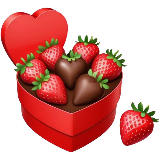 chocolate covered strawberries in a red heart box emoji