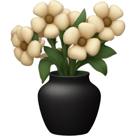 beige flowers in black vase emoji
