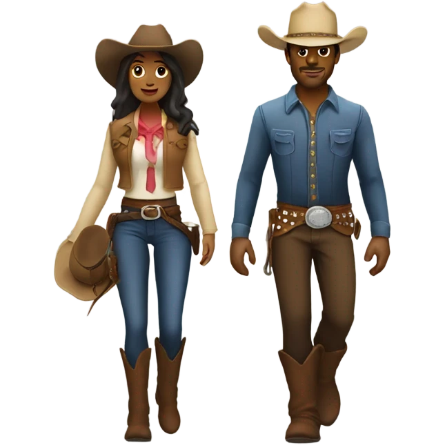 Cowboy and cowgirl walking together  emoji