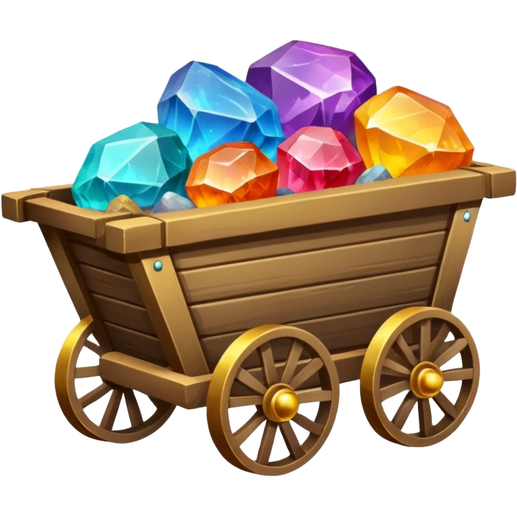 Mine Cart Filled With Colorful Minerals emoji