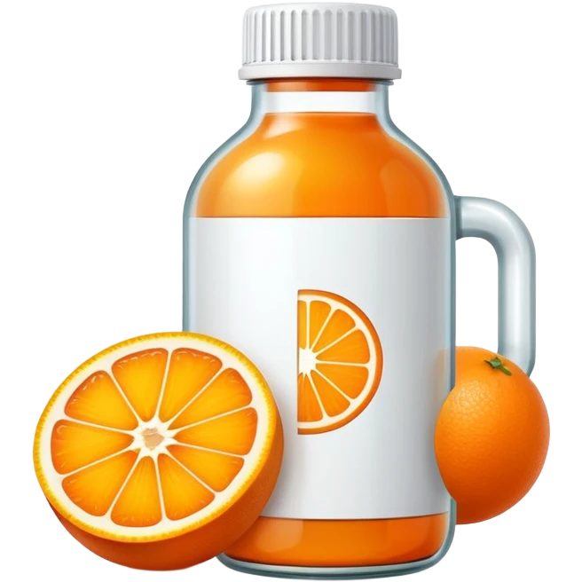 Vitamin C supplement bottle with orange slice emoji