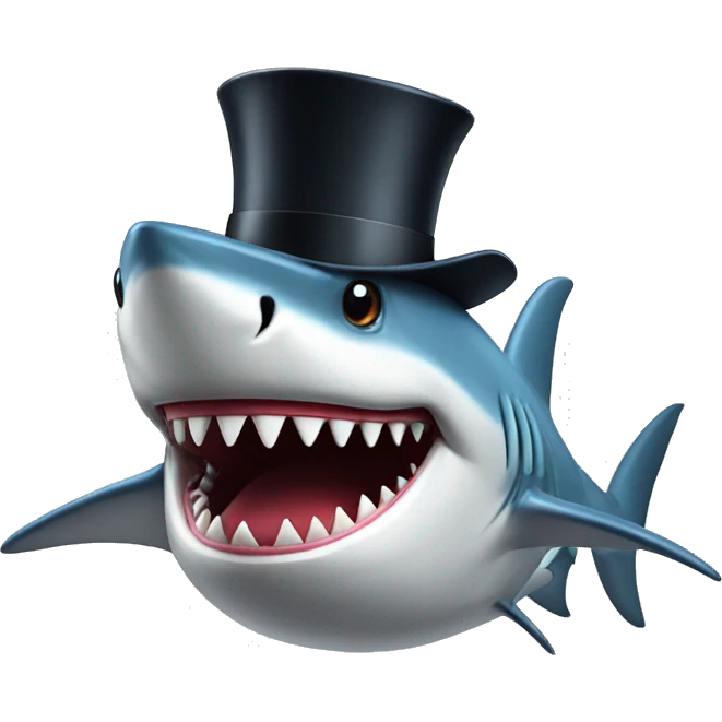 Shark with a top hat emoji