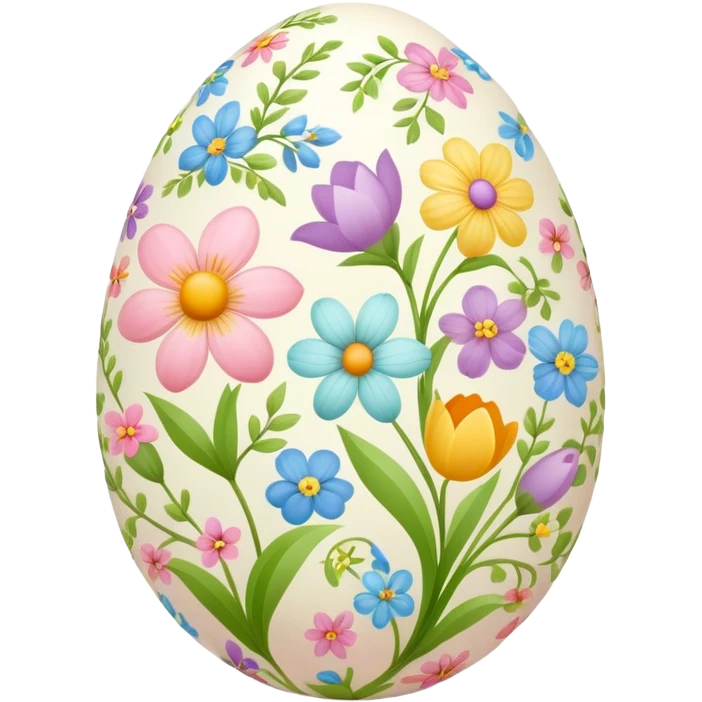 Easter egg decorated with spring flowers and symbols emoji
