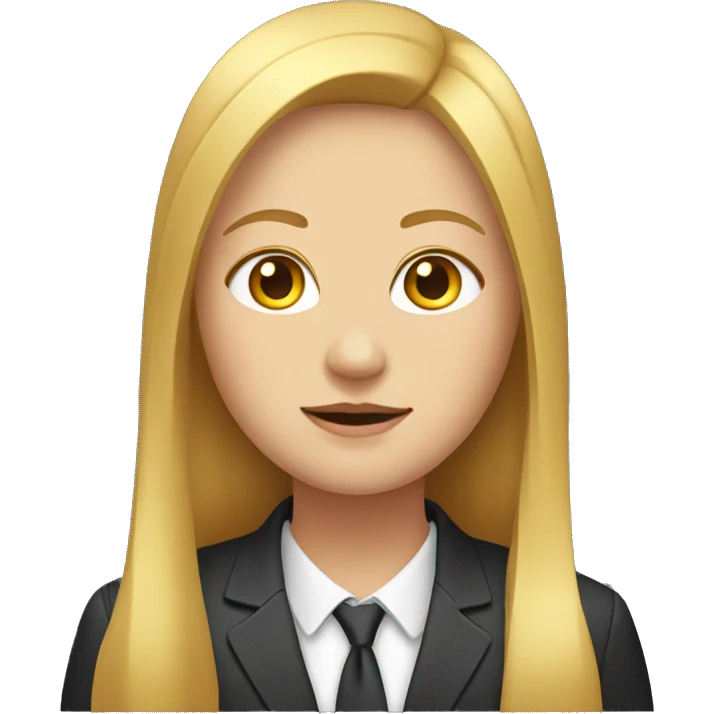 Facial obesity, female, with golden long hair, wearing a suit emoji
